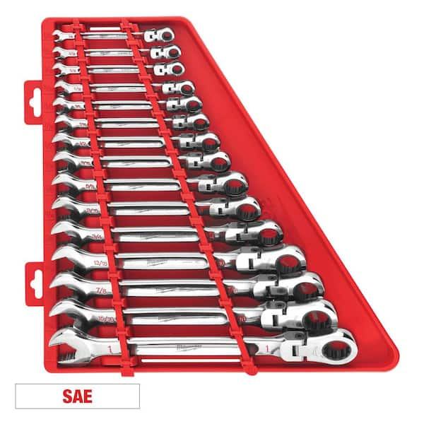 15PC) SAE Flex Head Ratcheting Combination Wrench