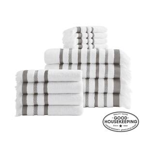 Jml White Polyester Velvet Grid Bath Towel (Set of 2)