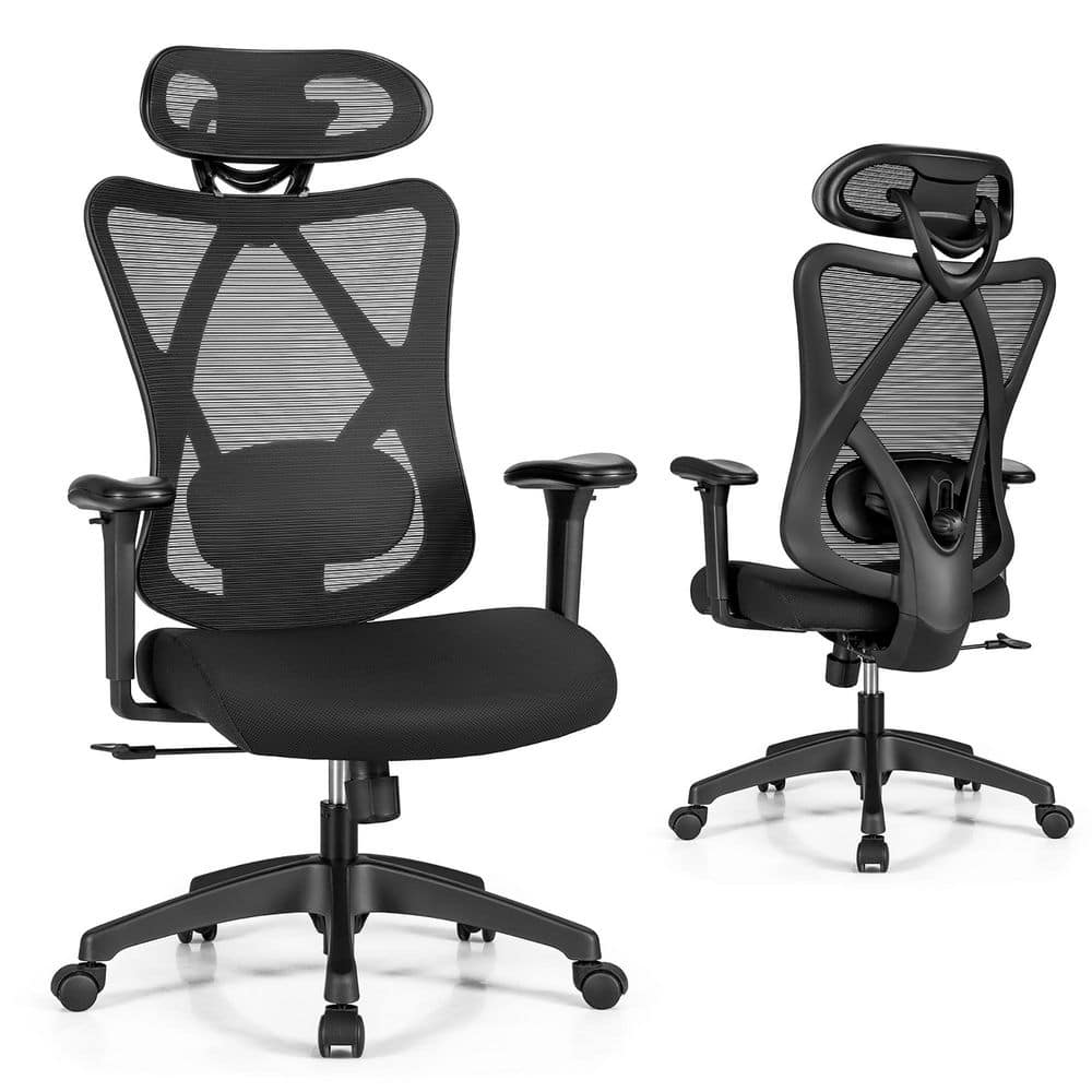 GCP Products Ergonomic Office Chair Mesh Desk Chair Back Lumbar And Head  Support