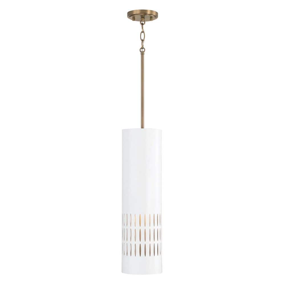 Dash 100-Watt 1-Light Aged Brass Mini Pendant Light with White Metal Shadeand No Bulbs Included price history on PriceWatchPro