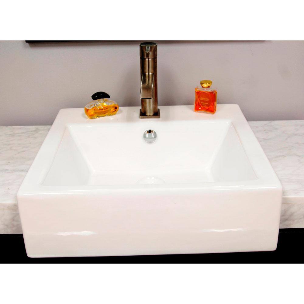 Black Oak Single Freestanding Vanity with White Marble Top