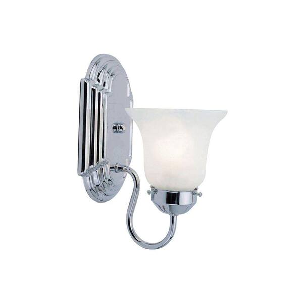 Livex Lighting 1-Light Chrome Bath Light with White Alabaster Glass