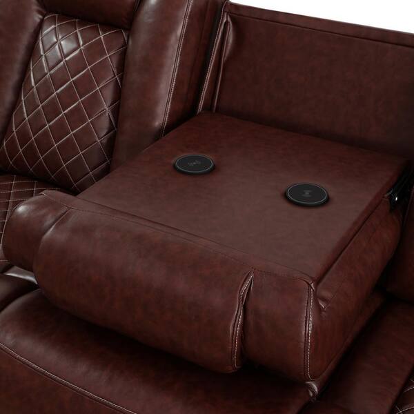 AndMakers 83.5 in. W Round Arm Faux Leather Rectangle