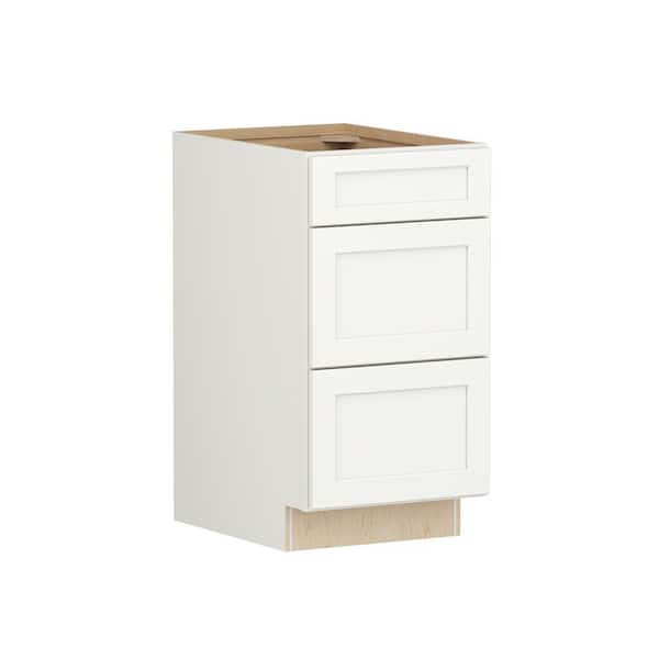 SIMPLY WOODMARK PRO Shaker Full Overlay 18 in. W x 24 in. D x 34.5 in. H Plywood Assembled Drawer Base Kitchen Cabinet in Linen White