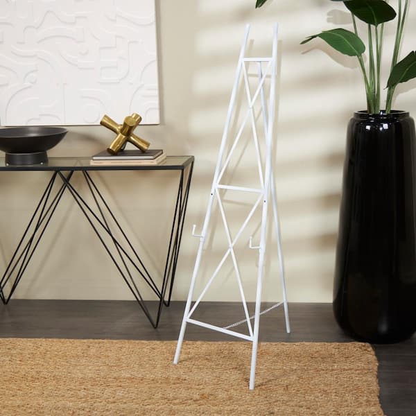 Litton Lane White Metal Tall Adjustable Minimalist Display Stand