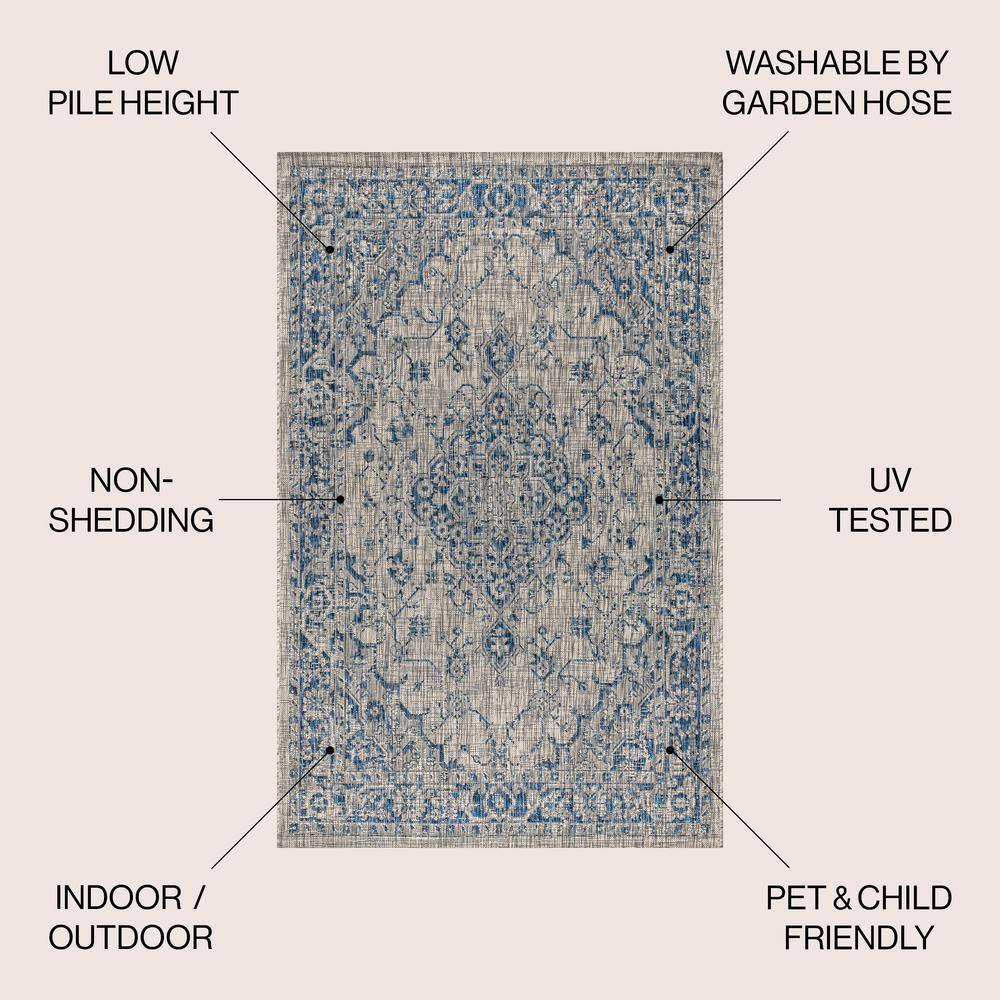 Rozetta Boho Medallion Gray Synthetic 3x5 Indoor/Outdoor Rug