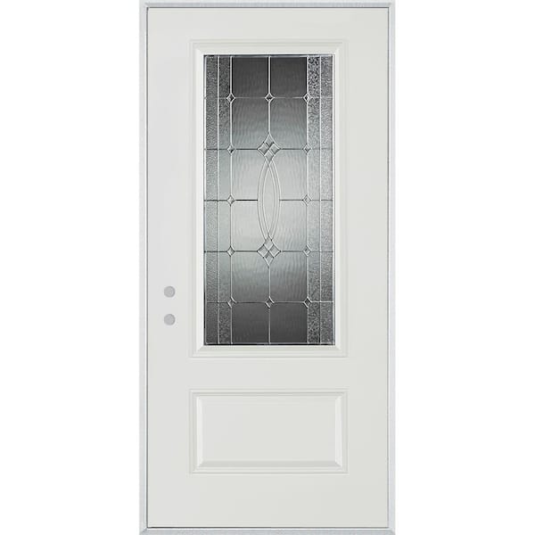 Stanley Doors 32 in. x 80 in. Diamanti Zinc 3/4 Lite 1-Panel Painted White Right-Hand Inswing Steel Prehung Front Door