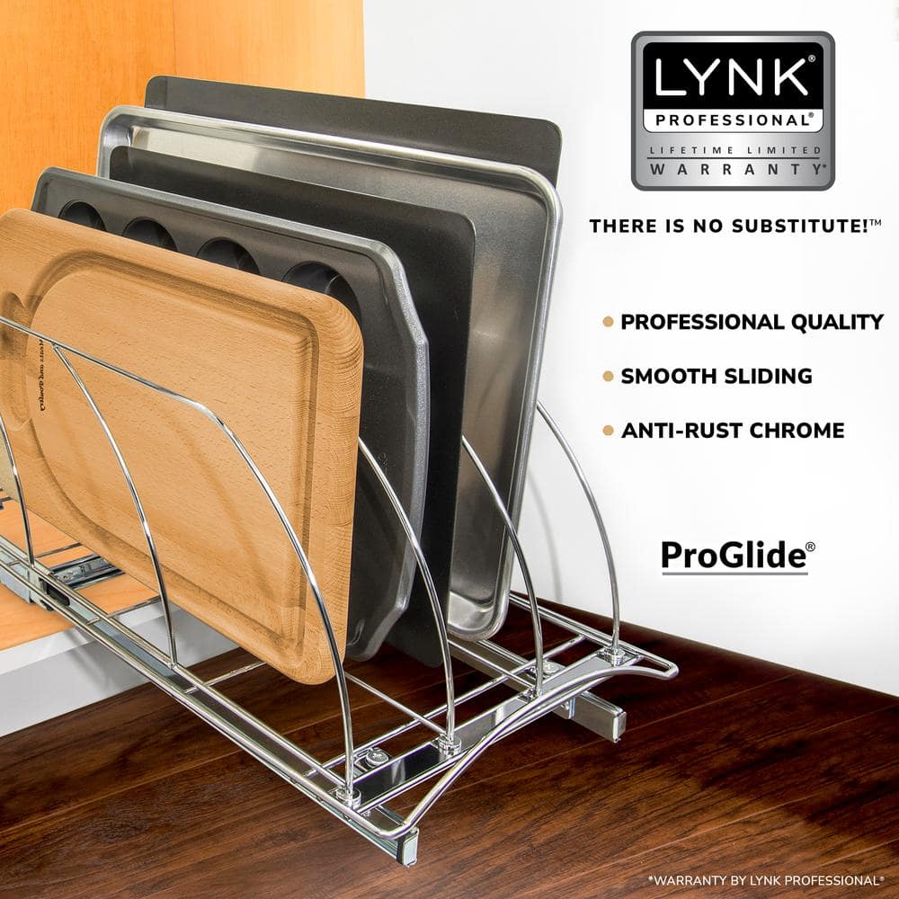 Chrome Slide Out Cutting Board and Bakeware Organizer Rack