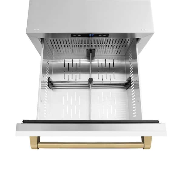 Touchstone 24 in. 4.6 cu. ft. Drawer Refrigerator with Matte White Doors and Champagne Bronze Handles