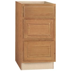 Hampton Medium Oak Raised Panel Assembled Drawer Base Kitchen Cabinet with Drawer Glides (18 in. x 34.5 in. x 24 in.)