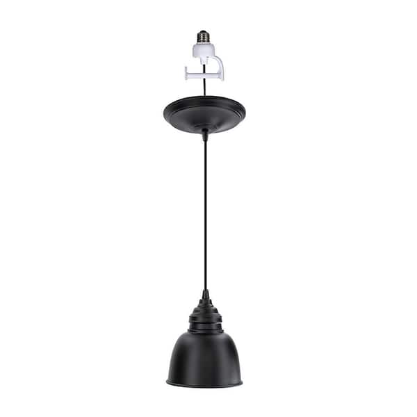 Instant Pendant 1-Light Matte Black Recessed Light Conversion Kit with Metal Shade