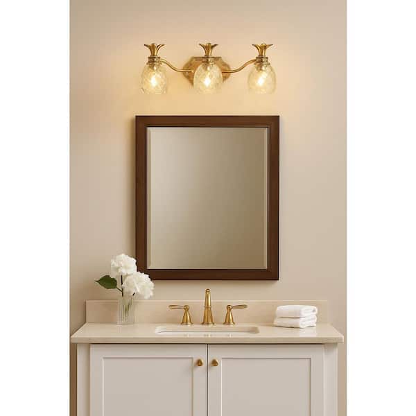 Plantation 21 in. 3 Light Burnished Brass Vanity Light