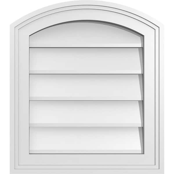 Ekena Millwork 16 in. x 18 in. Arch Top Surface Mount PVC Gable Vent: Functional with Brickmould Frame