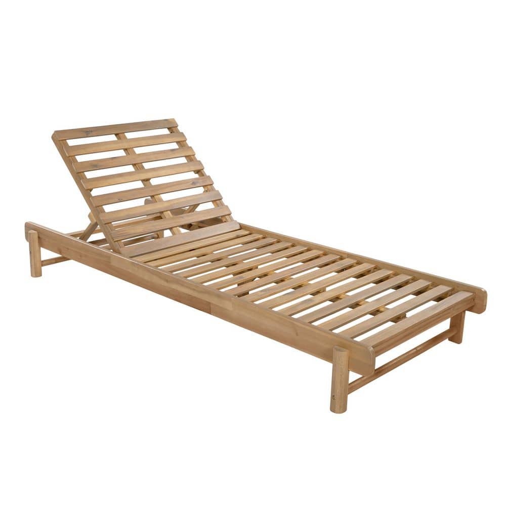 Tegan Light Teak Finish Solid Wood Patio Outdoor Chaise Lounge with Adjustable Backrest price history on PriceWatchPro