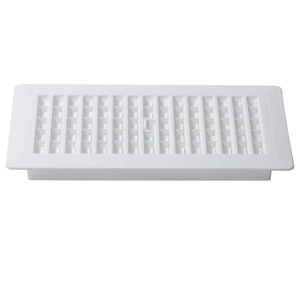 Polished White Plastic Rectangle Floor Register, 4x10 Inches