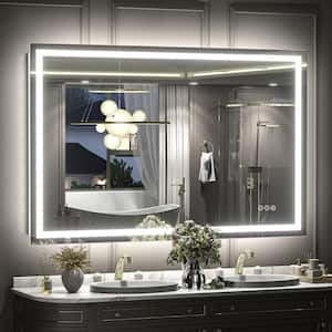 51 in. W x 32 in. H Rectangular Frameless Front and Back LED Lighted Anti-Fog Tempered Glass Wall Bathroom Vanity Mirror