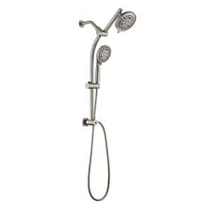 9-Spray Dual 5.5 in. Wall Mount Shower Head and Handheld Shower Head 2.2 GPM in Brushed Nickel