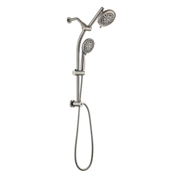 RAINLEX 9-Spray Dual 5.5 in. Wall Mount Shower Head and Handheld Shower Head 2.2 GPM in Brushed Nickel