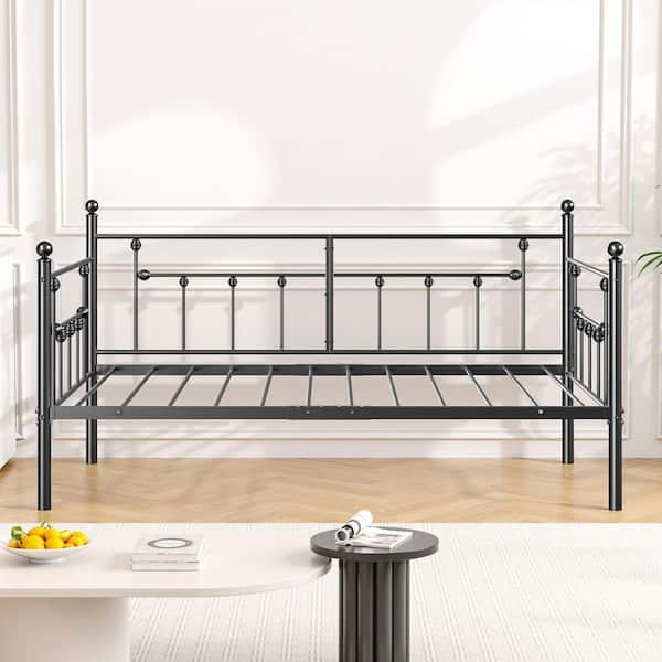 VECELO Black Daybed Victorian Style Multifunctional Metal Platform