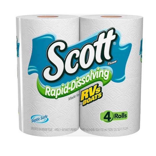 Scott Rapid Dissolve Bath Tissue 4 Count Pack of 12   rv rvs boat septic ... 