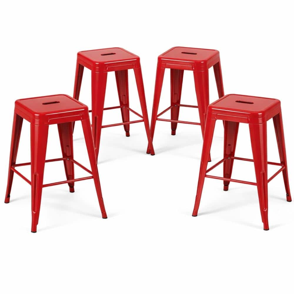 24 in Red Set of 4  Metal Bar Stools  for  Island price history on PriceWatchPro