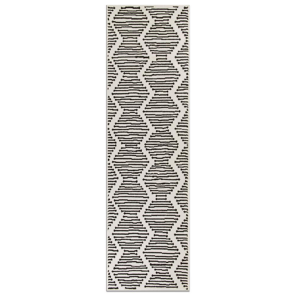 World Rug Gallery Milan Cream 2 ft. x 7 ft. Boho Stripe Design Runner ...