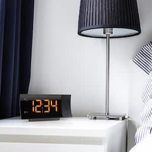 Curved Black LED Projection Alarm Clock with Radio