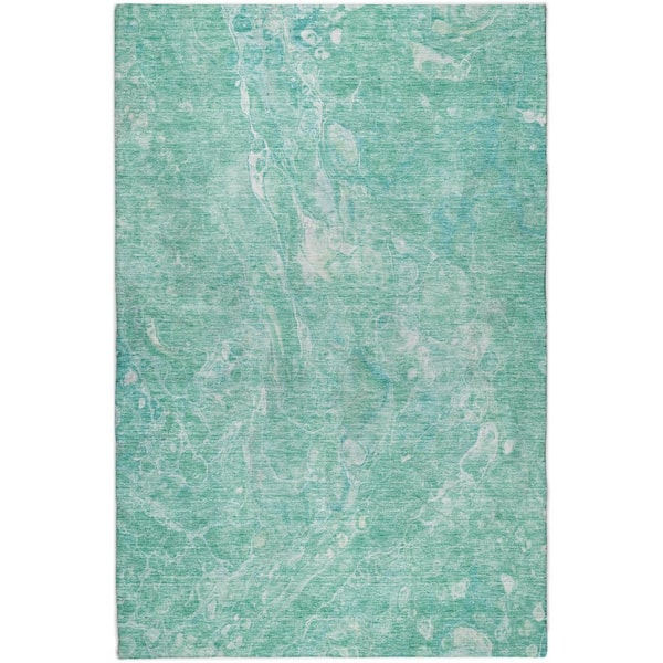Dream Shag Premium Machine Washable Abstract ADS670 Teal 8 ft. x 10 ft. Area Rug