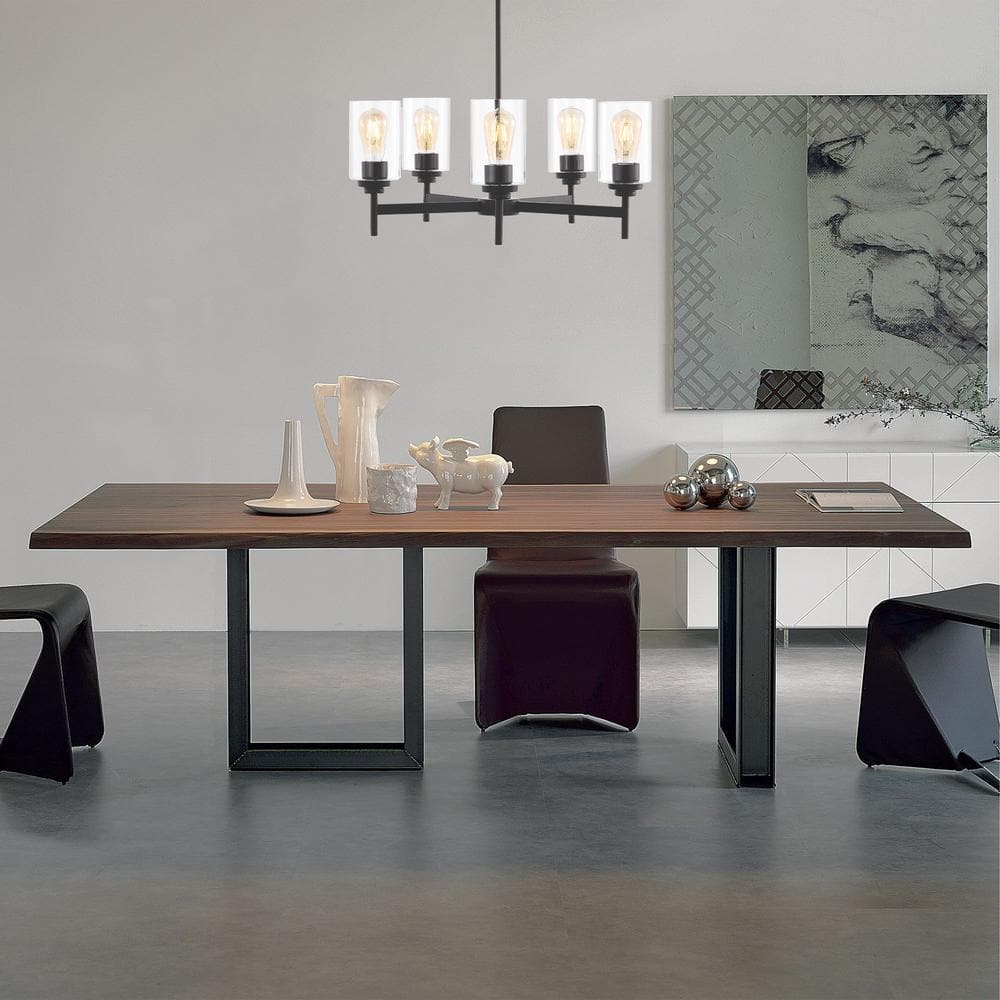 Orpheus 24" Black and Bronze Industrial 5-Light Chandelier