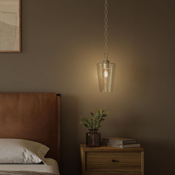 Celino 6.5 in. 1-Light Brushed Nickel Mini-Pendant with White Glass Shade for Small Dining Room, for Breakfast Nook