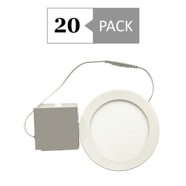 Simply Conserve 6 in. 3000K New Construction or Remodel IC Rated Integrated LED Recessed Light Kit with Trim for Shallow Ceiling (20-Pk)