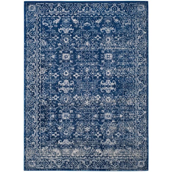 SAFAVIEH Evoke Navy/Ivory 7 ft. x 9 ft. Distressed Floral Speckles Area Rug