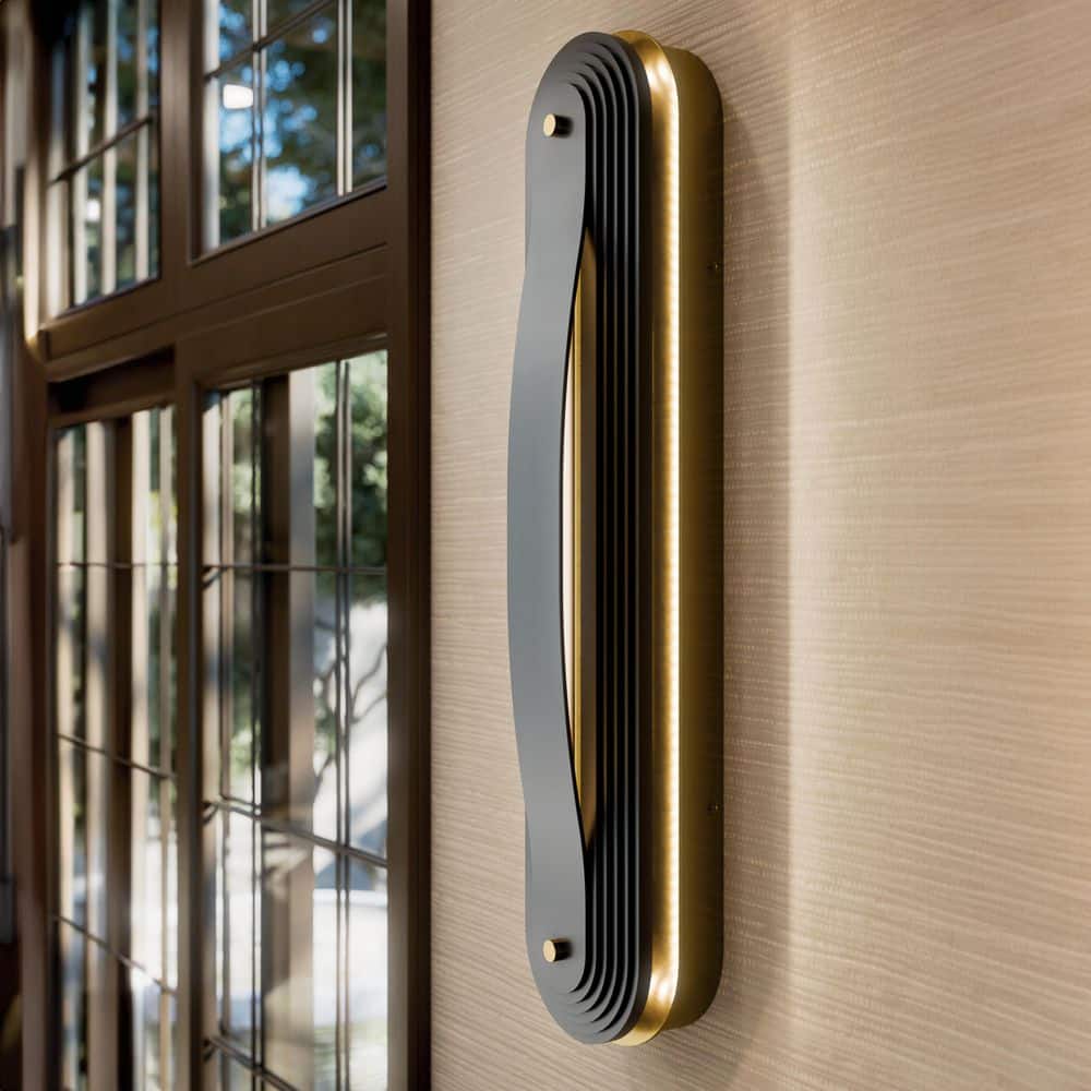 Tauri 24.5 in. Medium LED Wall Sconces in Lacquered Brass price history on PriceWatchPro