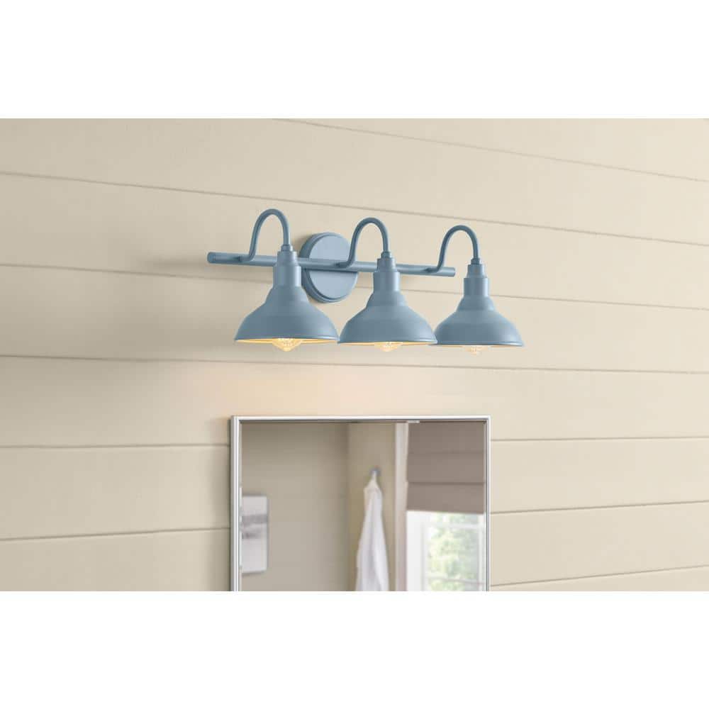 Blue Metal 3-Light Farmhouse Bathroom Vanity Fixture