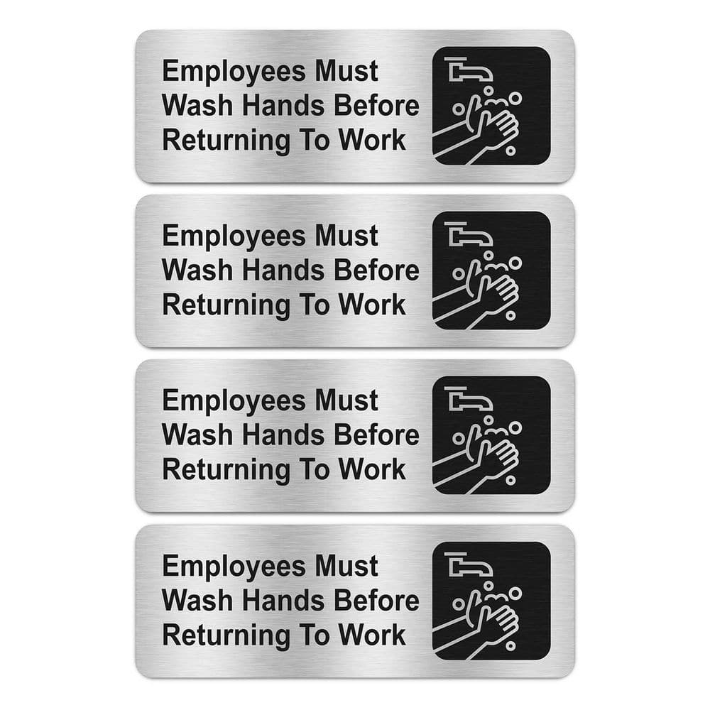 4 Pack Rust Free Brushed Aluminum Self-Adhesive Hand Washing Sign for Restaurant Salon Hotel Public Restroom price history on PriceWatchPro