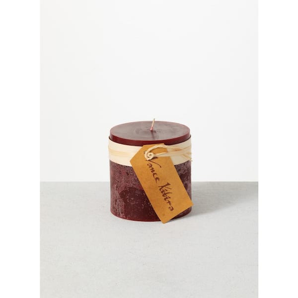 Vance Kitira 4.25 in. Wine Timber Pillar Candle