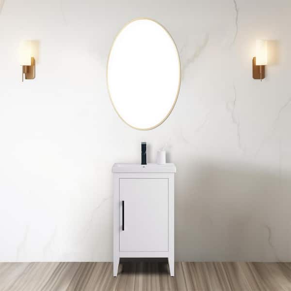 Vanity Art 20 in. W x 15.8 in D x 34 in. H Single Sink Bathroom Vanity Cabinet in White with Ceramic Top