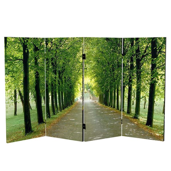RED LANTERN 3 ft. Short Path of Life Canvas 4-Panel Folding Screen