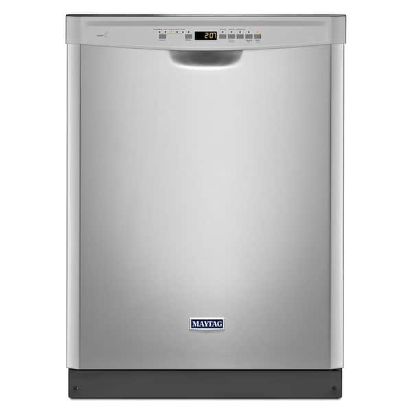Maytag Front Control Dishwasher in Monochromatic Stainless Steel with Stainless Steel Tub and Steam Cleaning