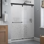 Everly 60 in. x 71-1/2 in. Frameless Mod Soft-Close Sliding Shower Door in Matte Black with 1/4 in. (6 mm) Mozaic Glass
