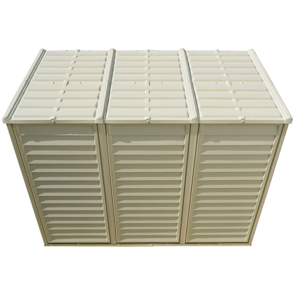 Beige 4' x 8' Vinyl Lean-To Storage Shed with Shelving