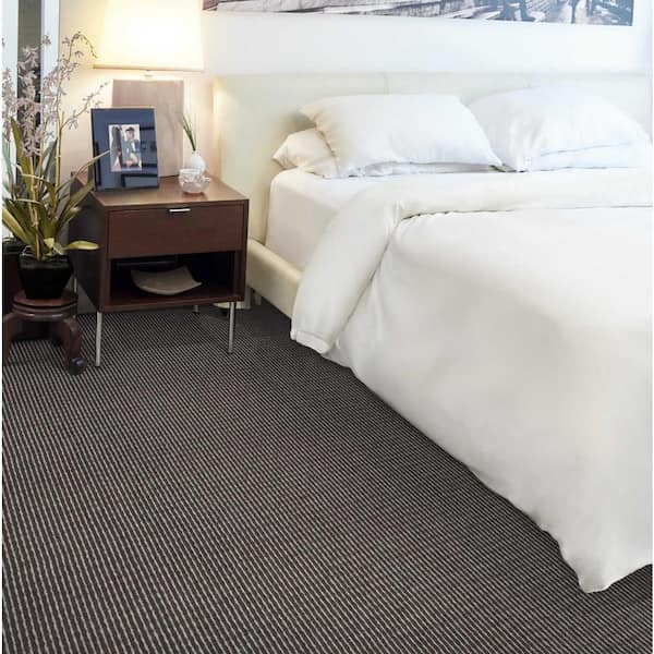 Cornerstone Stripe - Cacao/Quarry - Brown 13.2 ft. 42 oz. Wool Pattern Installed Carpet