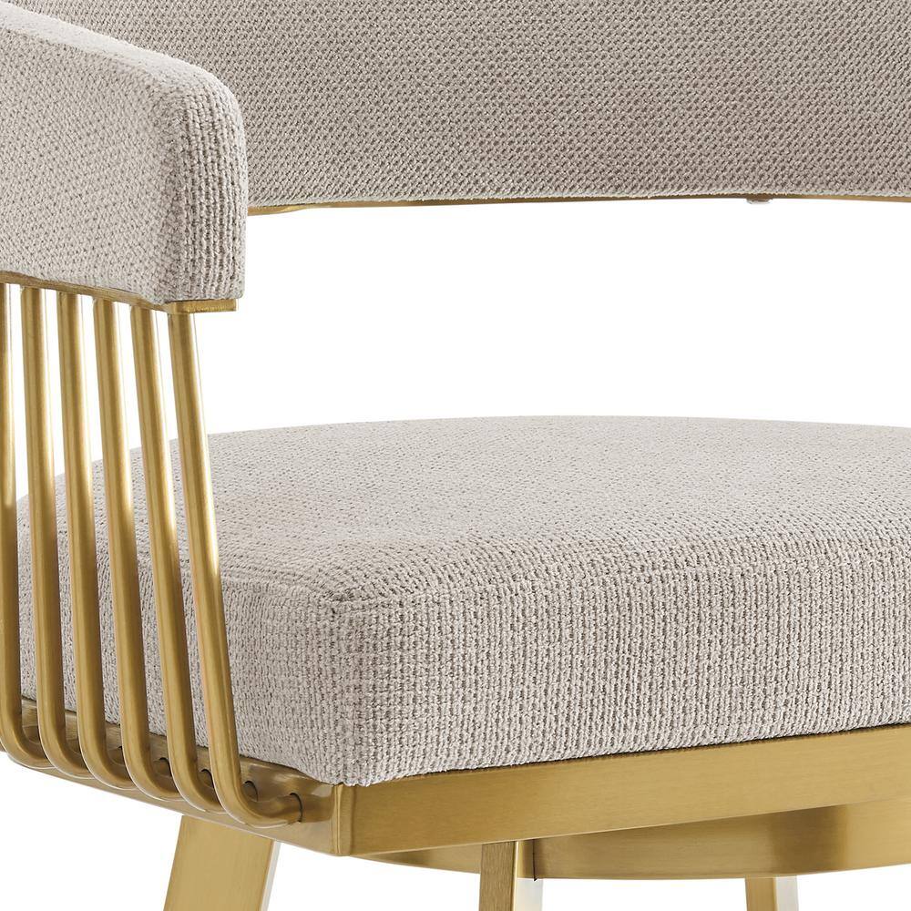 Chelsea 26" Taupe Swivel Counter Stool with Gold Metal Frame