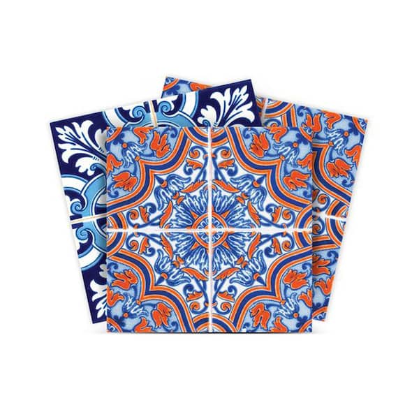 MI ALMA Blue and Orange H218 5 in. x 5 in. Vinyl Peel and Stick Tile (24-Tiles, 4.17 sq. ft. / Pack)