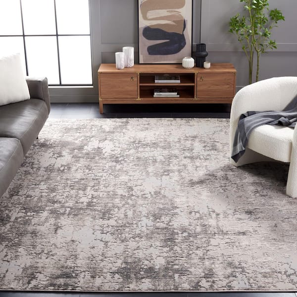 Continental 9 ft. x 12 ft. Light Beige/Dark Gray Marle High-Low Area Rug