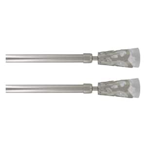 50 in. - 82 in. 2 Adjustable 3/4 in. 2 Single Window Curtain Rods in Silver with Blown Glass Effect Finials