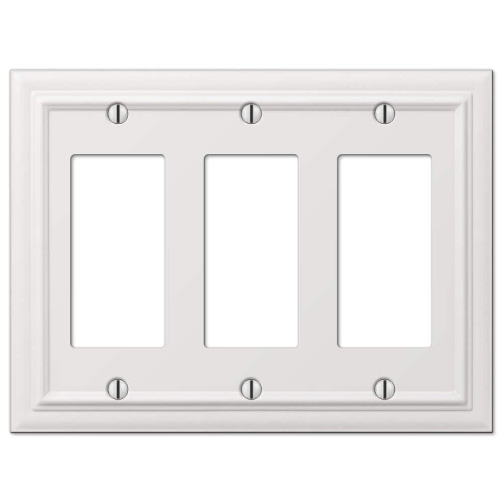White Cast Metal 3-Gang Rocker Wall Plate
