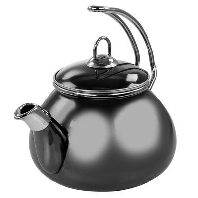 9-Cup Black Steel Stovetop Tea Kettle