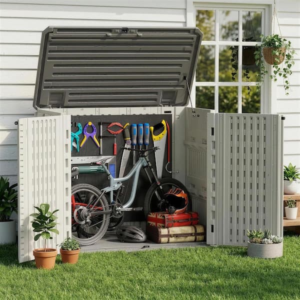 4.2 ft. W x 2.4 ft. D HDPE Horizontal Outdoor Storage Shed, Plastic Resin Storage Cabinet with Lockable Door(10 sq. ft.)