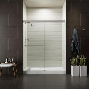 Revel 57-60 in. x 70 in. H Frameless Sliding Shower Door in Bright Polished Silver with Handle